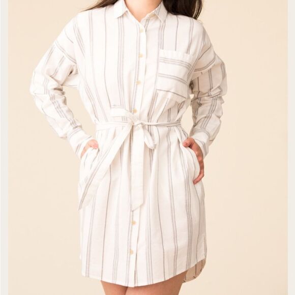 ATM Striped Shirt Button Down Dress - Picture 2 of 9